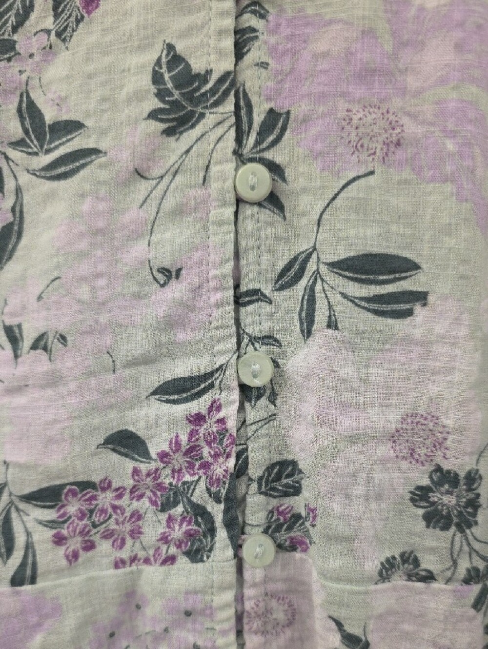 Liz Claiborne Floral Button Front Blouse Women's Medium Cotton Rayon 3/4 Sleeve - Picture 2 of 9